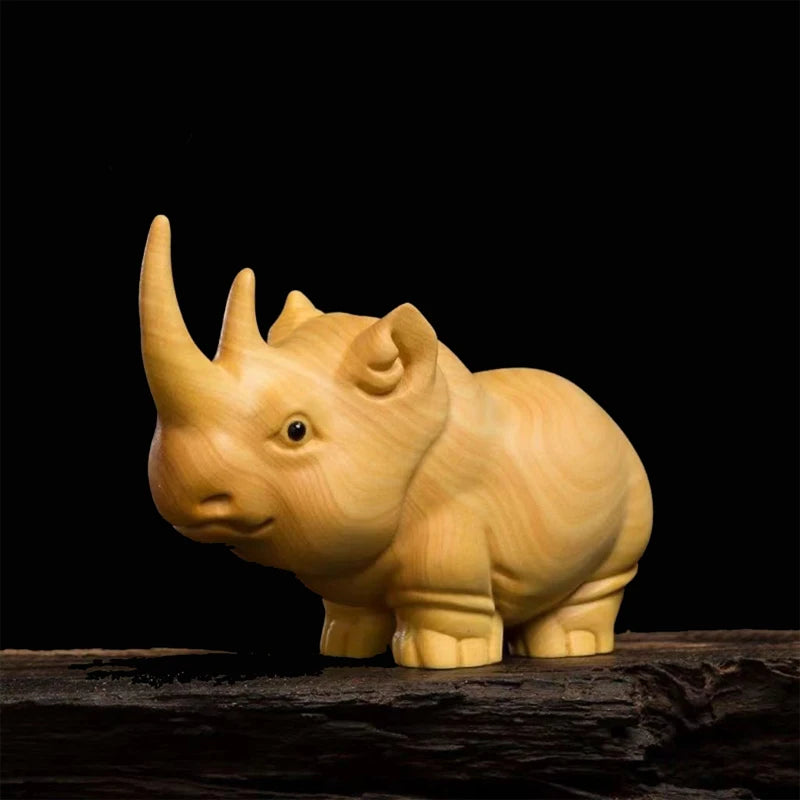 Home Decorations Room Decor Sculptures Figurines Thuja Wood Elephant Rhino Hippo Kawaii Desk Car Accessories Miniature Statues