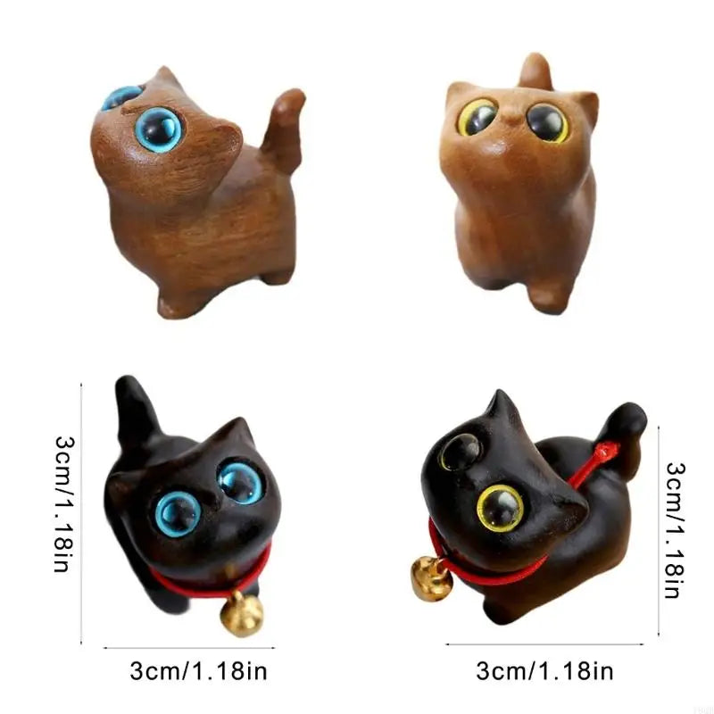 Wooden Cats Decorative Figurine for Shelves and Table Collectible Ornament Gift