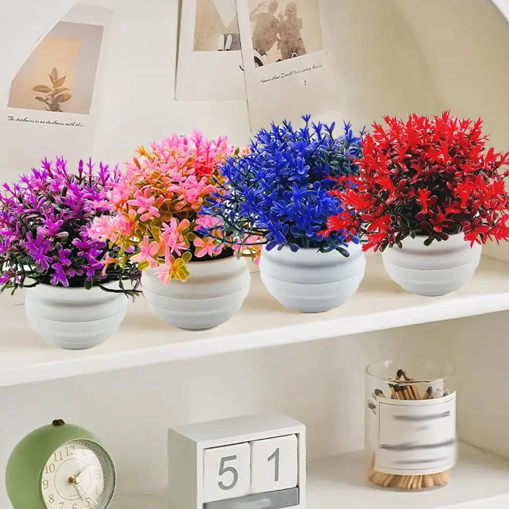 Artificial Pot Flowers 2025 Small Fake Plants with Pot Mini Potted Plants for Kitchen Garden House Office Tabletop Decoration