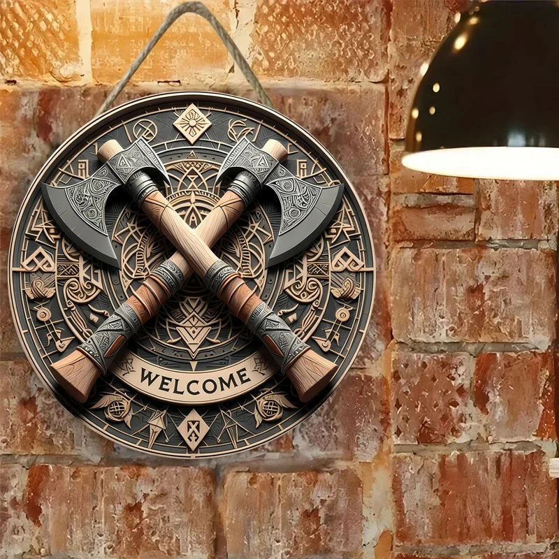 Round wooden wall decor for home, porch, living room and office - perfect gift for men, wood panel wall decoration