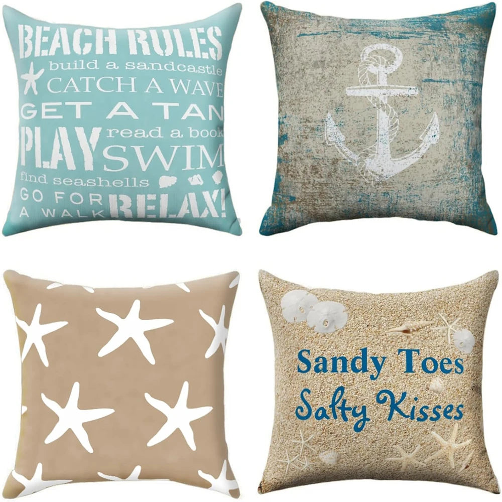 Beach element pillowcase holiday style bedroom sofa decorative cushion cover with zipper pillowcase