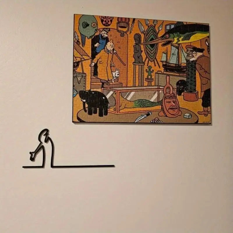 Minimalist La Linea Wall Decor - Abstract Line Art Decoration, Modern Metal Poster For Living Room