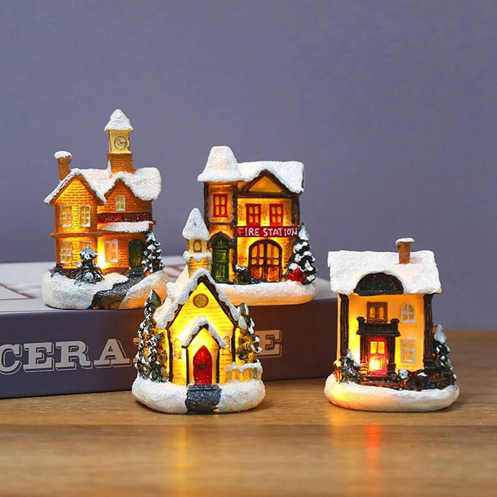 Christmas Luminous Small House LED Warm Lights European-Style Igloo Home Window Decoration Christmas Decoration D