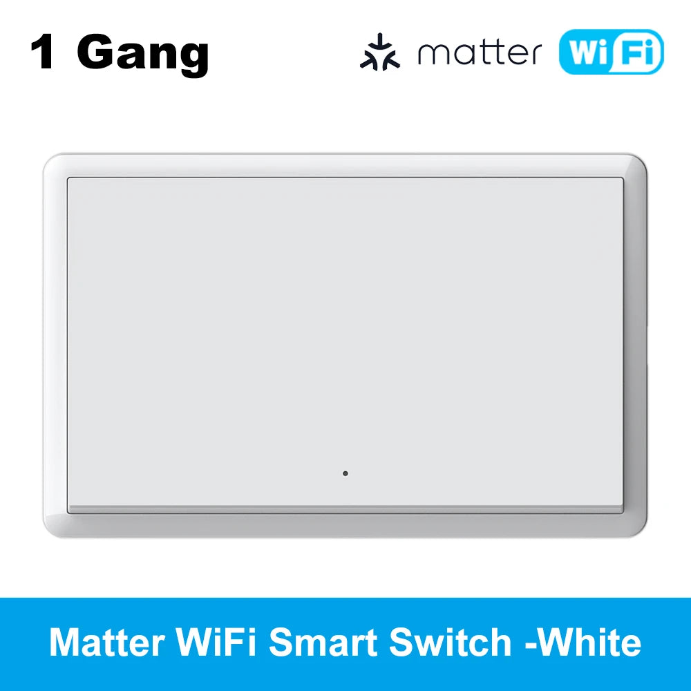Manhot Matter WiFi Smart Wall Light Switch No Neutral& With Neutral US 1 2 3 4 Gang Physical Buttons Homekit Siri Voice Control