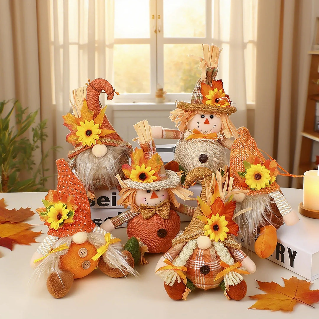 Farmhouse Scarecrow Wall Decor with Plaid and Sunflower Accents for Thanksgiving Halloween Autumn Harvest Party Prop Decorations