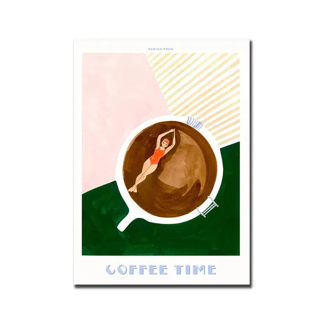 Modern Minimalist Wall Art  Good Morning Coffee Diver HD Sail Print Poster for Living Room Bedroom Pantry Decoration  Home Decor