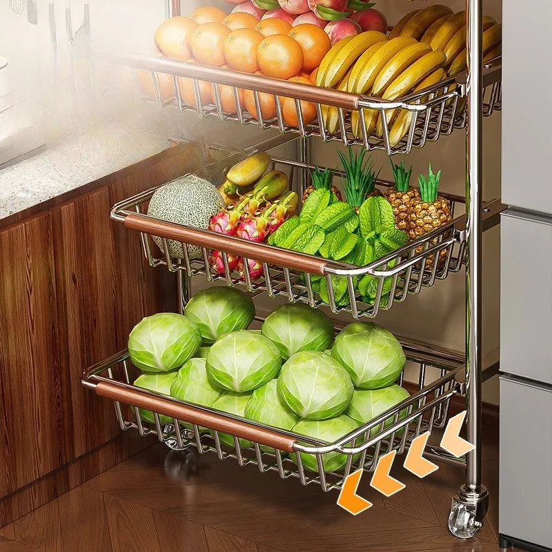 Kitchen Storage Shelf Modern Sliding Racks Corner Organization Rack Multifunctional Shelves Organizers Kitchens Accessories