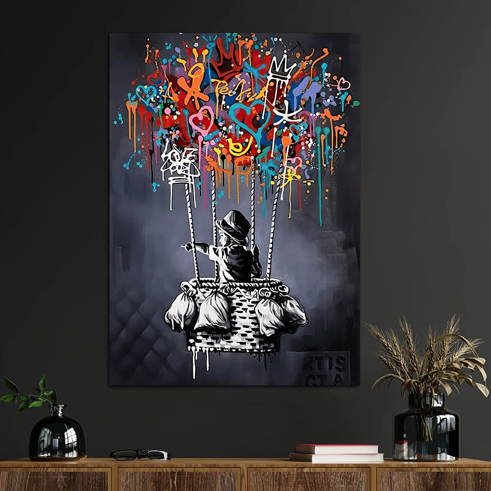 Classic Abstract Wall Art Banksy Street Graffiti Wall Art HD Canvas Print Poster Home Living Room Bedroom Decoration