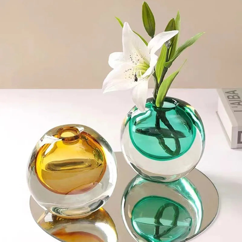 Nordic Vases Modern Flower Bottle Glass Minimalist Flower Vase Luxury Flowerpots Design Table Decoration Interior Accessories