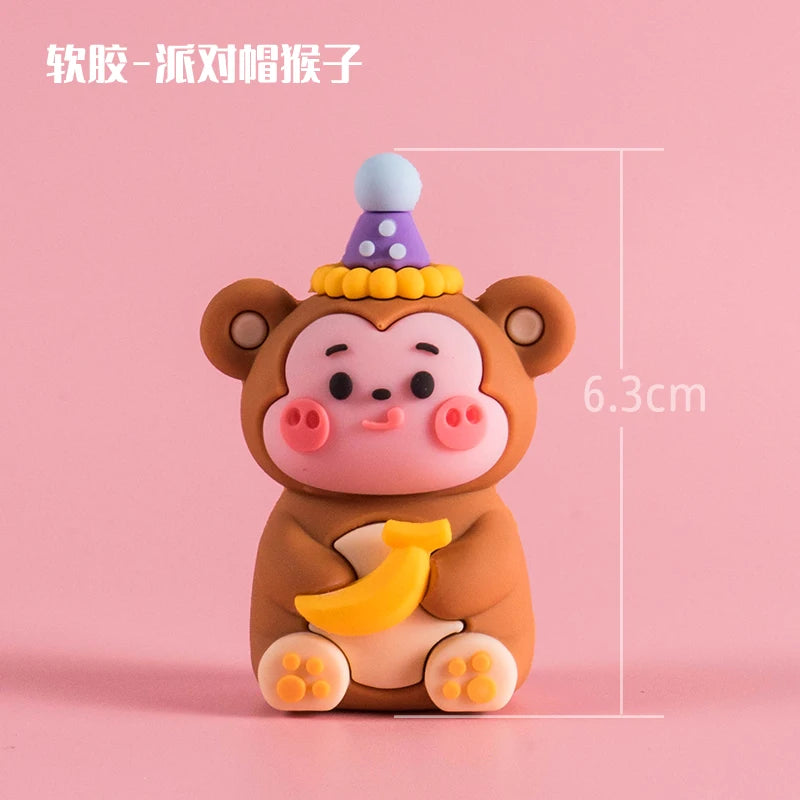 Home Decorative Statues Cake Topper Decorated with Cute Forest Animals Dinosaurs Bears Rabbit Circus Clowns Statues Mini Version