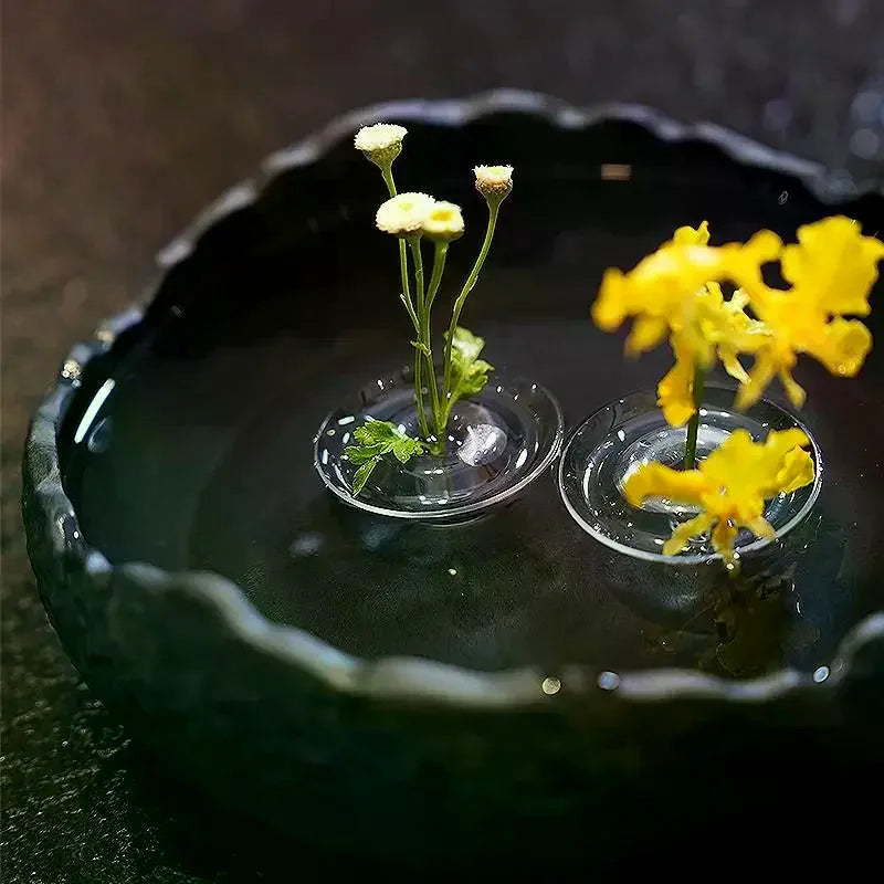 Artistic Floating Flower Vase Hydroponic Fresh Flower Holder Vessel Floral Arrangement Home Decor Plant Display