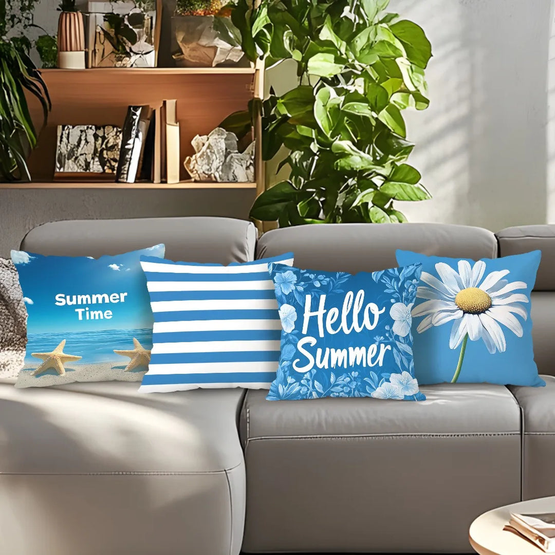 Summer Beach Theme Blue PillowcaseSuitable for sofa car bedroom decorative cushion cover pillow cover