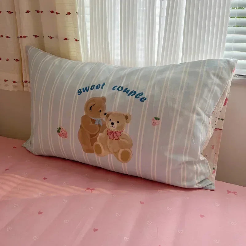 Pillow Covers Cute Design Soft Breathable Rectangular Pillow Covers Cartoon Pillowcase Cotton Pillowcase 20x30 Inch Bed Decor