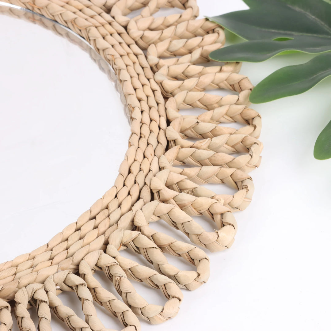 Bohemian circular wall woven decorative Mirror Homestay style wall hanging decoration hotel living room bedroom pendant