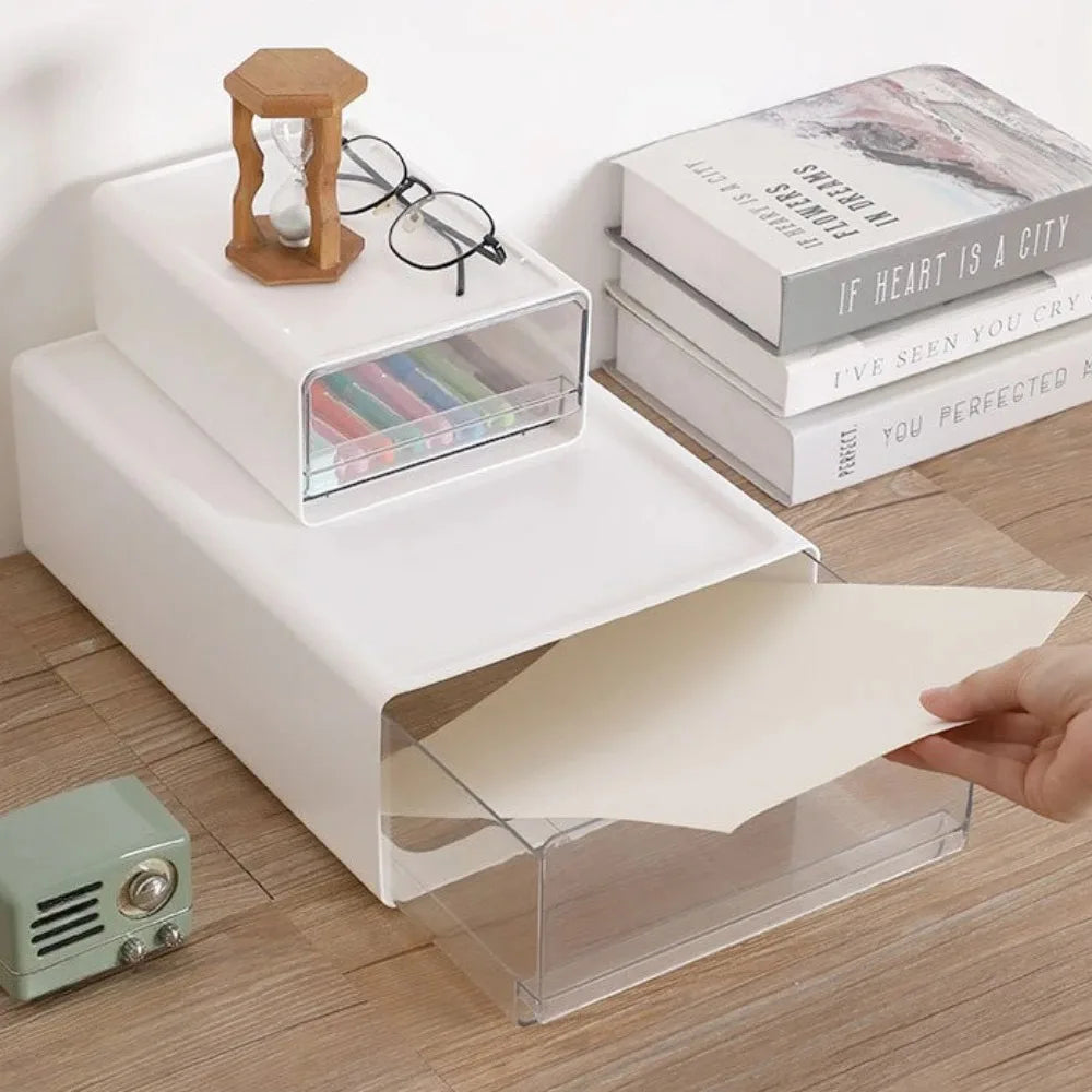 Desktop Transparent Storage Box Drawer Style Storage Multi Functional Non Occupying Stable Large Capacity Practical Storage Box