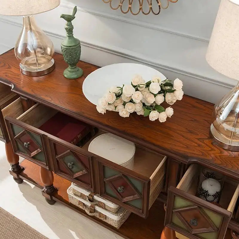 Vintage Luxury Console Tables Mid Century American Retro Premium Console Tables Beauty Metal Handle Bureau Furniture Living Room