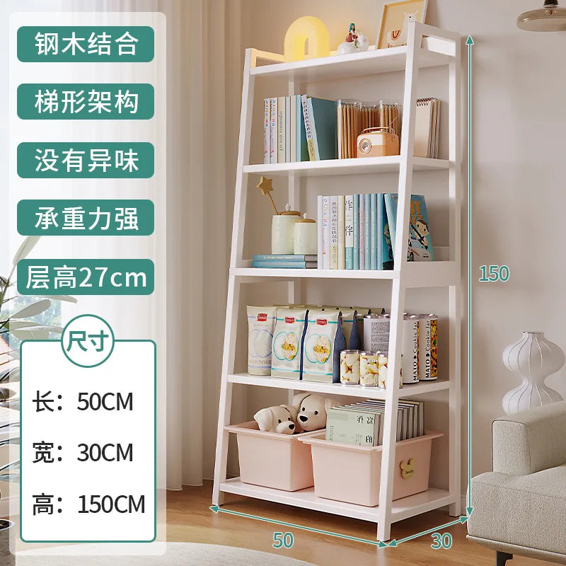 Household Multi-layer Wrought Iron Shelves Ins Wind Simple Floor Storage Display Cabinet Trapezoidal Shelf Bookshelf