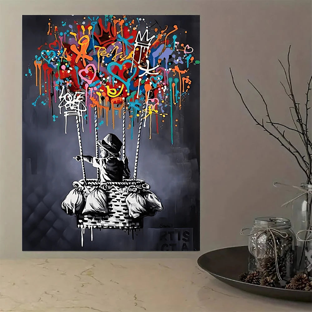Classic Abstract Wall Art Banksy Street Graffiti Wall Art HD Canvas Print Poster Home Living Room Bedroom Decoration