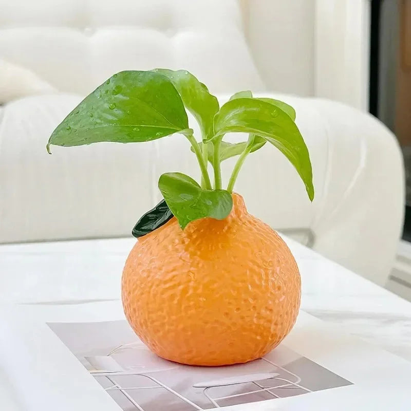 Orange Fruit Shaped Flower Vase Home Propagation Vase Desktop Art Vase Tabletop Decoration Bunch Centerpieces Decoration