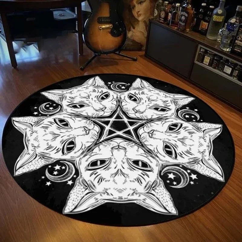 Home Decor Personalized Carpet Round  Gothic Satanic  Pet Mat Black  Divining  Bedroom rug