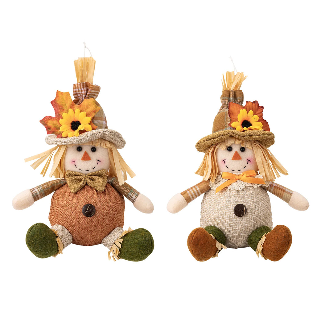 Farmhouse Scarecrow Wall Decor with Plaid and Sunflower Accents for Thanksgiving Halloween Autumn Harvest Party Prop Decorations