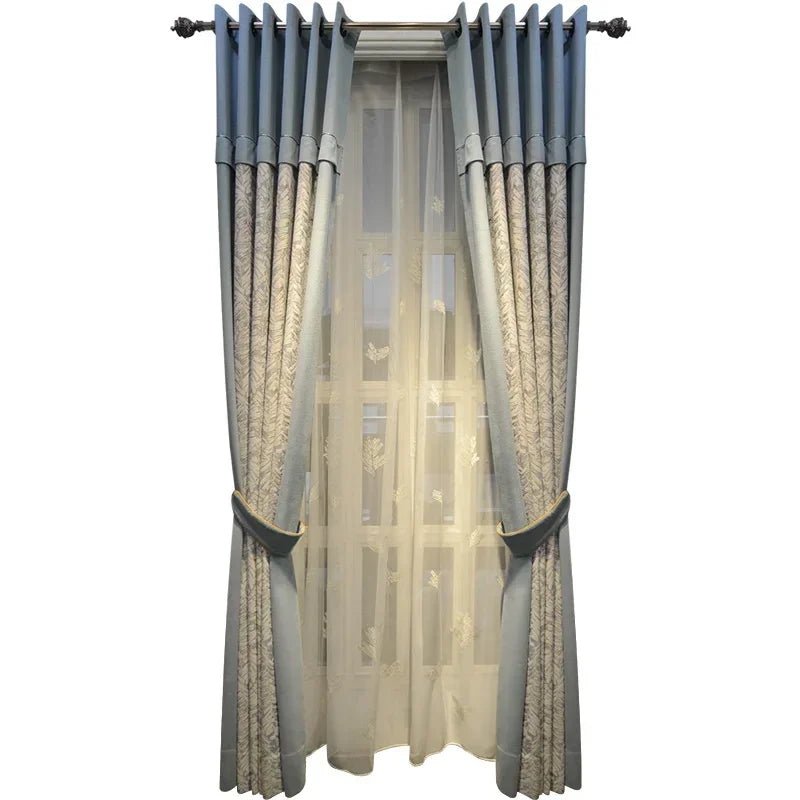 Modern Curtains for Living Room Bedroom Dining Luxury American Nordic Blackout Shading Color Matching Curtains Customize