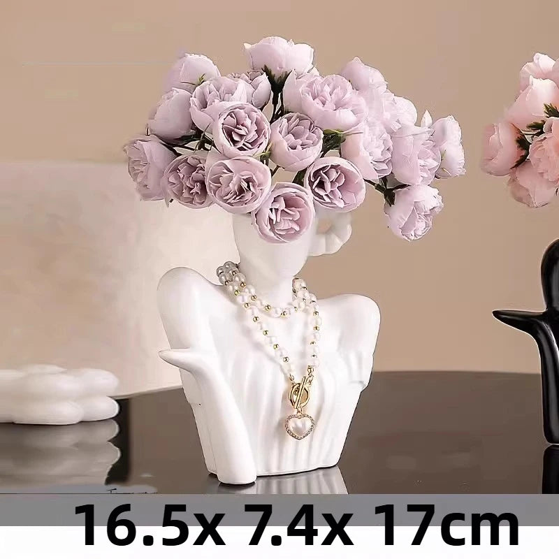Ceramic Vase Decorative Ornament Living Room Desktop Simulated Flower Figurines Small Room Creative Decorative Arts and Crafts