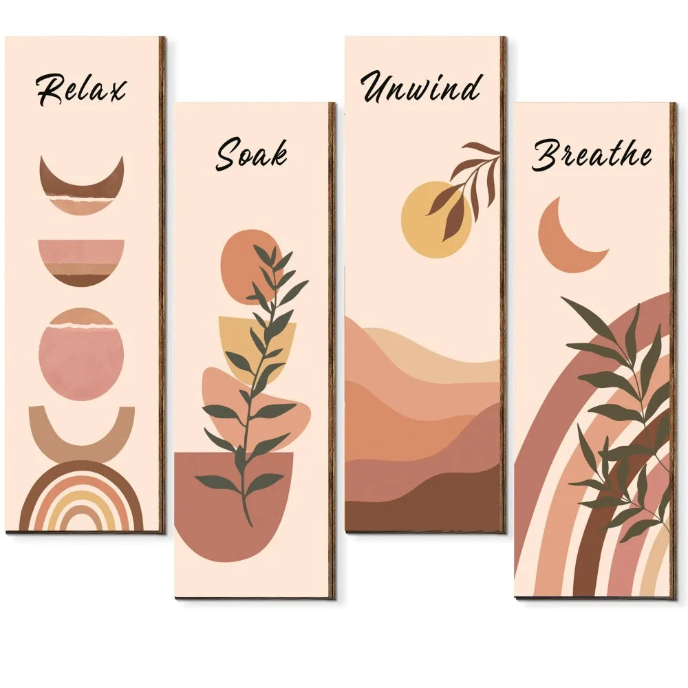 Inspirational Quotes Bohemian Abstract Hanging Sign Wall-mounting Artistic Plant Leaf Pendant Handmade Decorative Panel