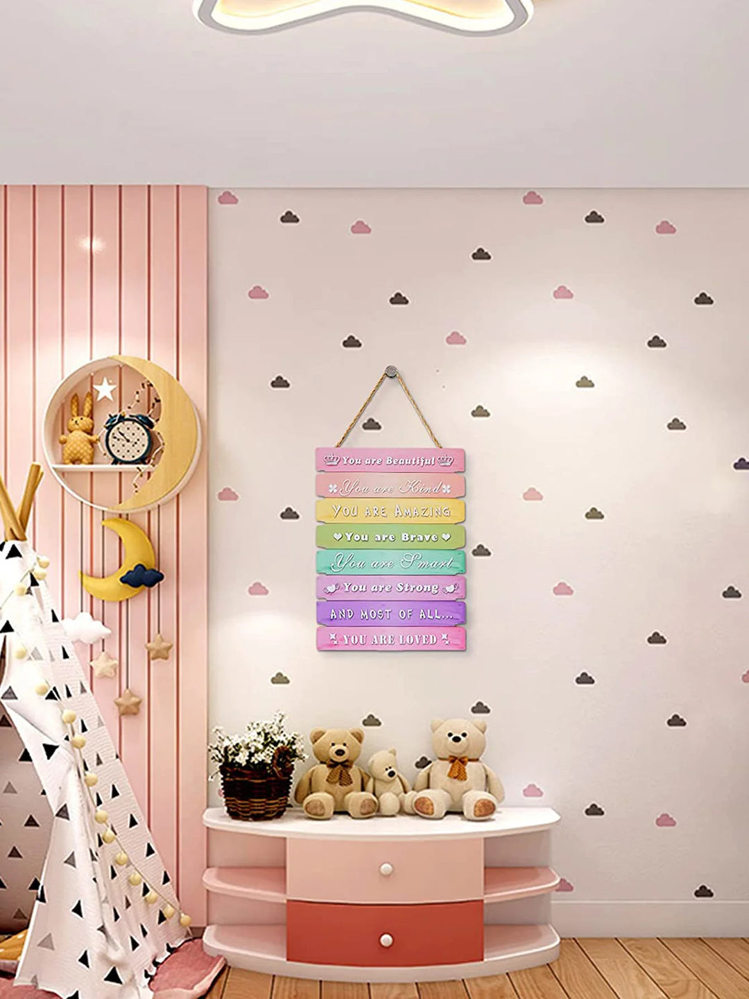 Wall Decor Aesthetic Motivational Wall Art Girl Boys Room Wall Decor Wooden Wall Hanging Sign Room Decorations for Teens Toddler