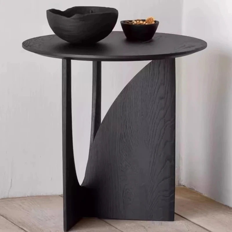 Wood Coffee Table Morden Designer Corner Interior Home Living Room Decoration Wood Round Sofa Side Table Room Small Furniture