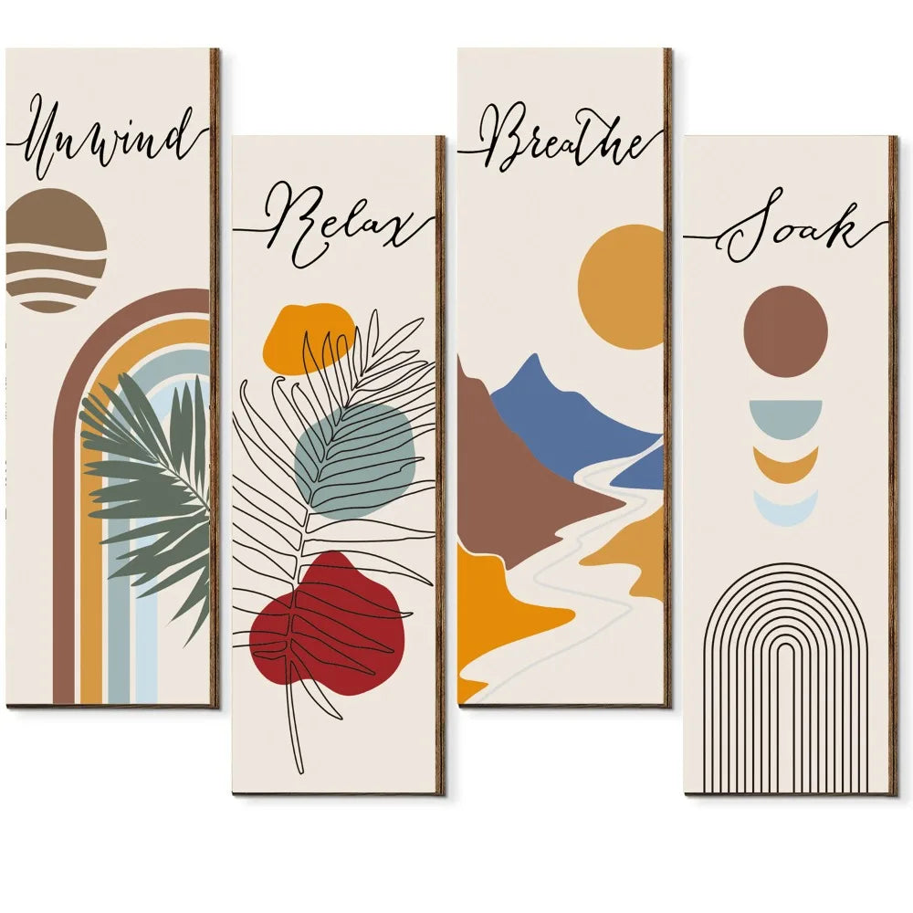 Inspirational Quotes Bohemian Abstract Hanging Sign Wall-mounting Artistic Plant Leaf Pendant Handmade Decorative Panel