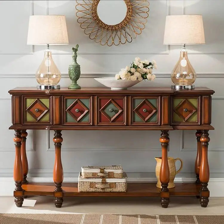 Vintage Luxury Console Tables Mid Century American Retro Premium Console Tables Beauty Metal Handle Bureau Furniture Living Room