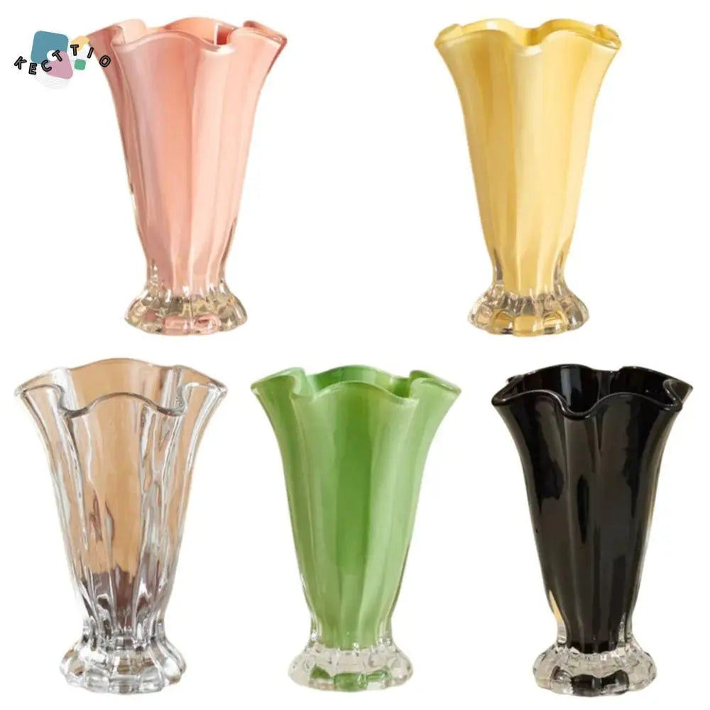 INS Flower Vase Modern Smooth Creative Glass Vase Simple Solid Color Desktop Decorating Flowerpot Dining Table