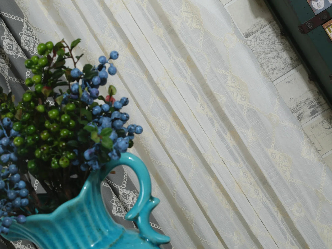 Modern Curtains for Living Dining Room Bedroom Simple European Style Artificial Cotton Printing Shading White