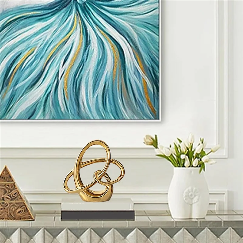 RALCA-Modern Gold Decor  Geometric Sculpture, Abstract Home Accent & Tabletop Figurine