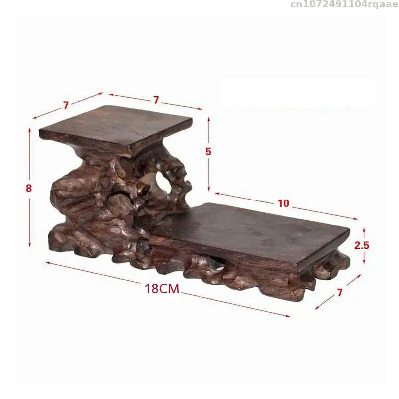 Natural Solid Wood Miniature Bases Figurine Vase Flower Pot Holder Coffee Tea Sets Pedestal Bonsai Plant Rack Home Decoration