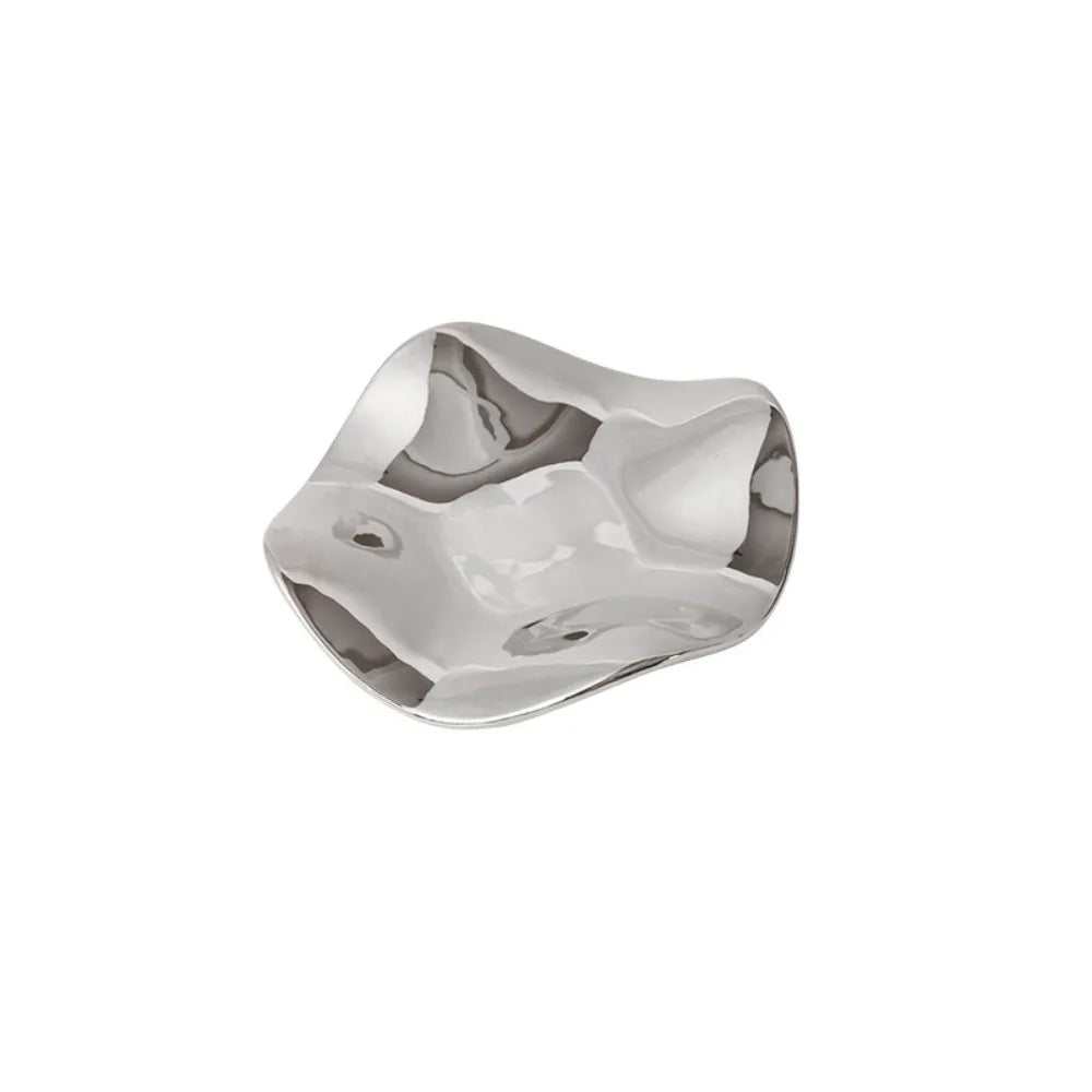 Ceramic Jewelry Display Tray Irregular Flower Shaped Storage Plate Crafts Ins Style Decorative Plate for Dessert Cake Snack