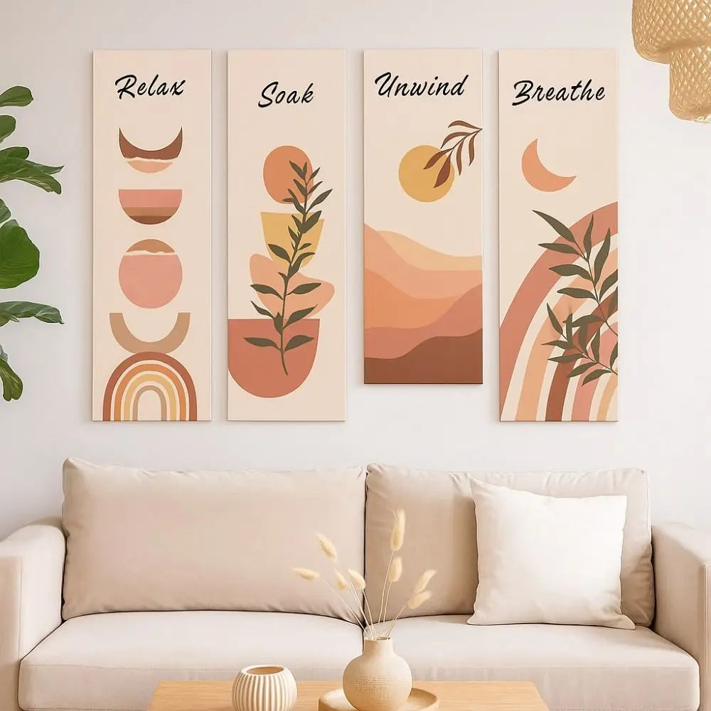 Inspirational Quotes Bohemian Abstract Hanging Sign Wall-mounting Artistic Plant Leaf Pendant Handmade Decorative Panel