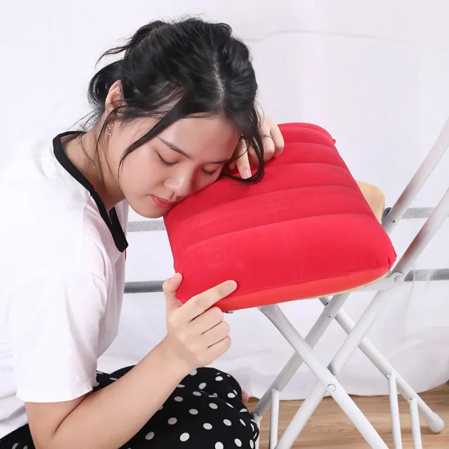 47x30cm Ultralight Inflatable Camping Pillow Squared Flocked Fabric Air Pillow for Beach, Camping,Traveling, Napping, Desk Rest