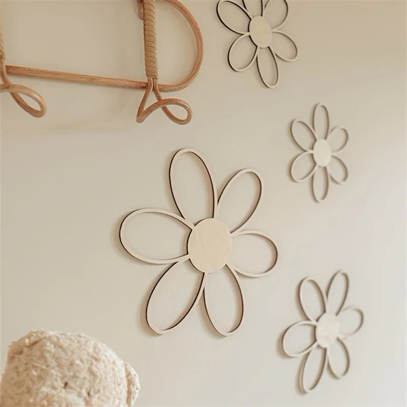 Ins Scandinavian Style Cut Out Daisy Flower Wall Decoration Wood Flower DIY Wooden Daisy, Spring and Summer, Room Party Decoration, Ideal Holiday Gifts