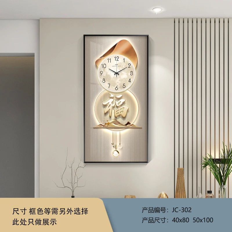 Classic Square Wall Clock Light Hanging Design Large Wall Clock Living Room Gold Montre Murale Salon Home Decorating Items