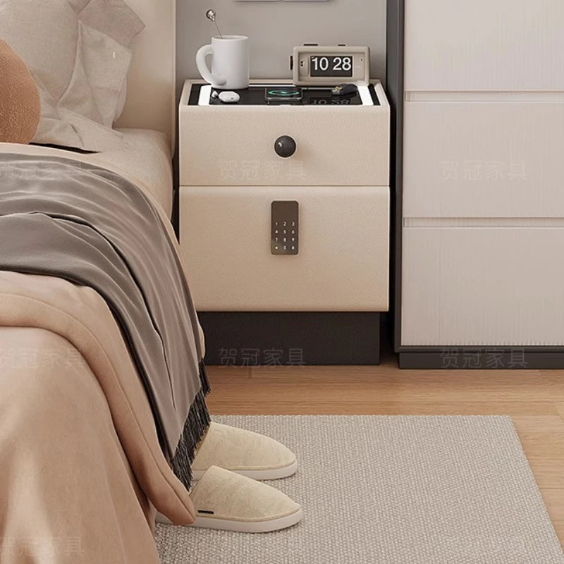 Minimalist Storage Nightstand Aesthetic Lamp Smart White Nightstand Drawer Cabinet Mesita De Noche Dormitorio Home Furniture