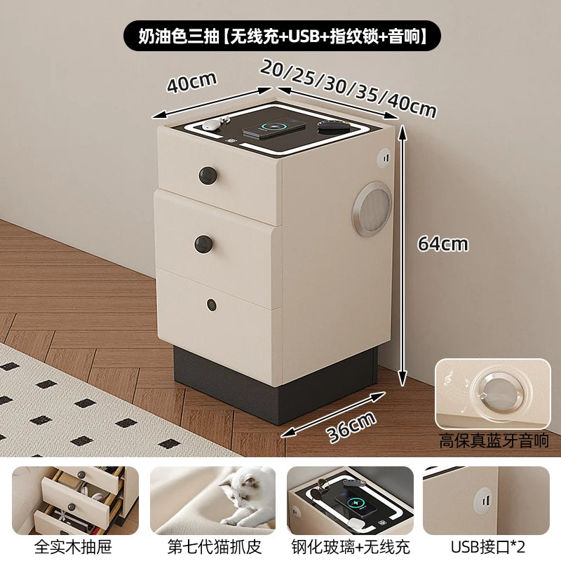 Minimalist Storage Nightstand Aesthetic Lamp Smart White Nightstand Drawer Cabinet Mesita De Noche Dormitorio Home Furniture