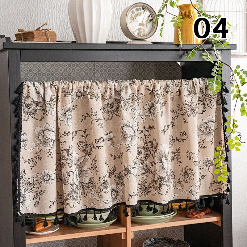 Bohemian Short Curtain Valance for Small Windows Kitchen Cafe Geometry Curtain Window Treatment Spring Summer Home Decoration