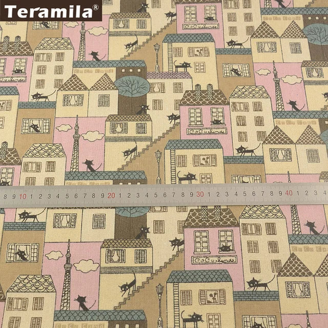 Map of the Word Canvas Linen Fabric TERAMILA Home Textile Tela Metro Sewing Material Tissu Tablecloth Pillow Curtain Cushion