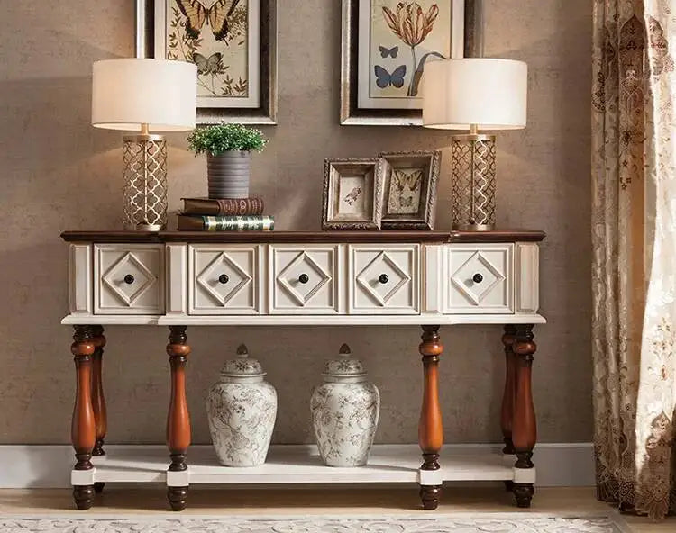 Vintage Luxury Console Tables Mid Century American Retro Premium Console Tables Beauty Metal Handle Bureau Furniture Living Room