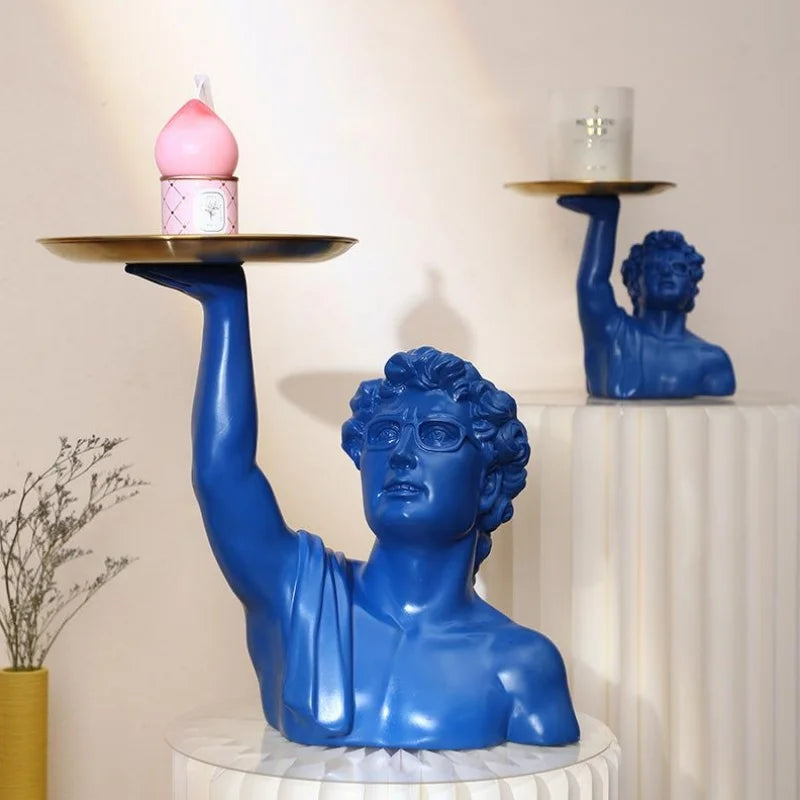 Resin Crafts Statue of David Tabletop Storage Tray Abstract Interesting Portrait Ornaments Decorative Figurines Home Decoration