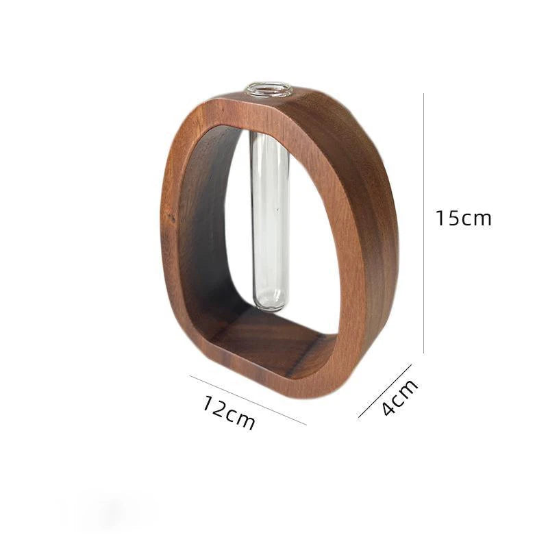 Wooden Glass Flower Vase Hydroponic Flower Hydroponics Water Plant For Valentine'S Day Wedding Arrangement Vase Desktop Ornamen