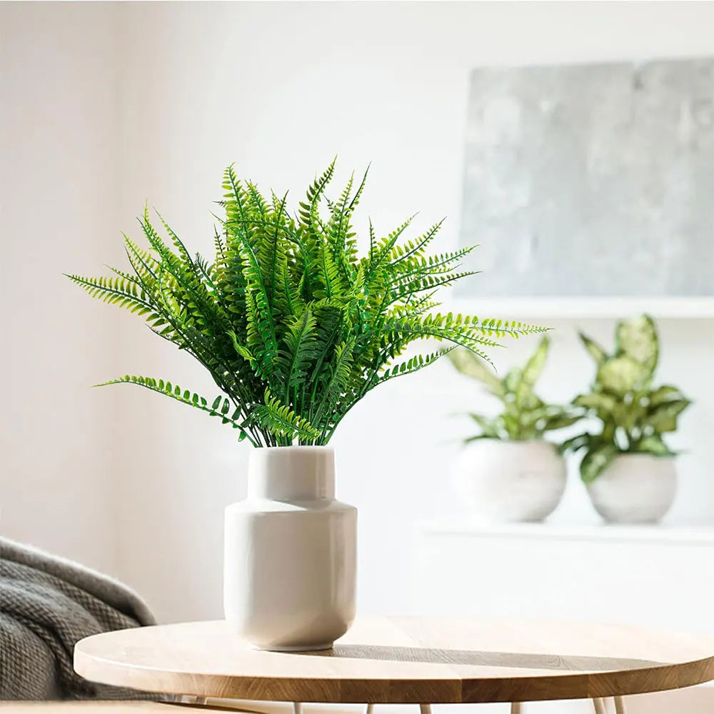 Artificial Boston Fern Plants Fake Ferns Faux Plants Shrubs Greenery Outdoor UV Resistant No Fade Garden Porch Window Box Decor