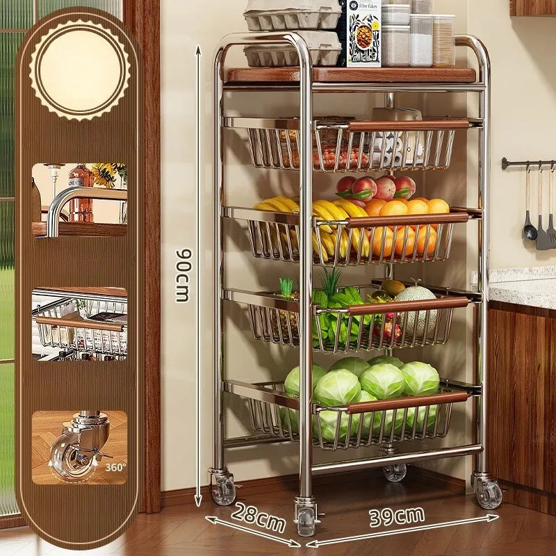 Kitchen Storage Shelf Modern Sliding Racks Corner Organization Rack Multifunctional Shelves Organizers Kitchens Accessories